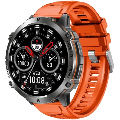 Smartwatch Męski Gravity GT42-5 na pasku gumowym w kolorze Czarny/Pomarańczowy o szerokości 22mm