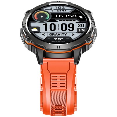 Smartwatch Męski Gravity GT42-5 na pasku gumowym w kolorze Czarny/Pomarańczowy o szerokości 22mm