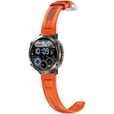 Smartwatch Męski Gravity GT42-5 na pasku gumowym w kolorze Czarny/Pomarańczowy o szerokości 22mm