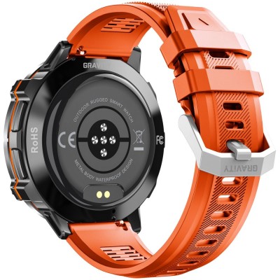Smartwatch Męski Gravity GT42-5 na pasku gumowym w kolorze Czarny/Pomarańczowy o szerokości 22mm