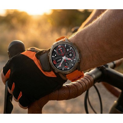 Smartwatch Męski Gravity GT42-5 na pasku gumowym w kolorze Czarny/Pomarańczowy o szerokości 22mm