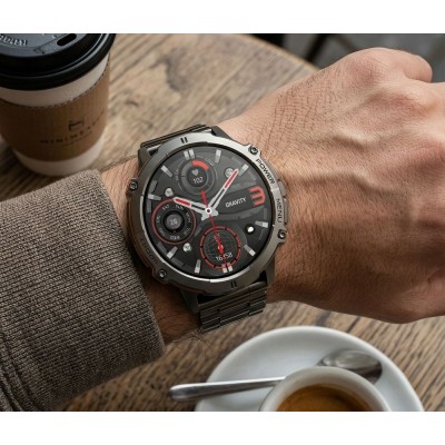 Smartwatch Męski Gravity GT42-5 na pasku gumowym w kolorze Czarny/Pomarańczowy o szerokości 22mm