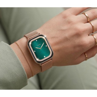 Smartwatch Damski Gravity GT43-1 na bransolecie mesh w kolorze Różowy/Różowe złoto o szerokości 22mm