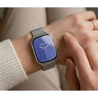 Smartwatch Damski Gravity GT43-2 na bransolecie mesh w kolorze Srebrny/Srebrny o szerokości 22mm
