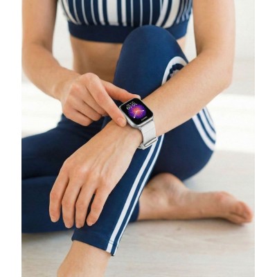Smartwatch Damski Gravity GT43-2 na bransolecie mesh w kolorze Srebrny/Srebrny o szerokości 22mm