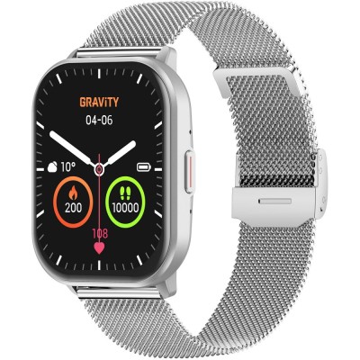 Smartwatch Damski Gravity GT43-2 na bransolecie mesh w kolorze Srebrny/Srebrny o szerokości 22mm