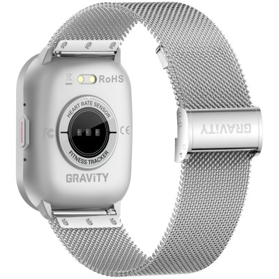 Smartwatch Damski Gravity GT43-2 na bransolecie mesh w kolorze Srebrny/Srebrny o szerokości 22mm