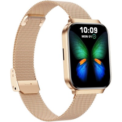 Smartwatch Damski Gravity GT44-2 na bransolecie mesh w kolorze Różowy/Różowe złoto o szerokości 18mm