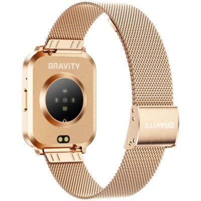 Smartwatch Damski Gravity GT44-2 na bransolecie mesh w kolorze Różowy/Różowe złoto o szerokości 18mm