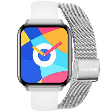 Smartwatch Damski Gravity GT44-4 na bransolecie mesh w kolorze Srebrny/Srebrny o szerokości 18mm