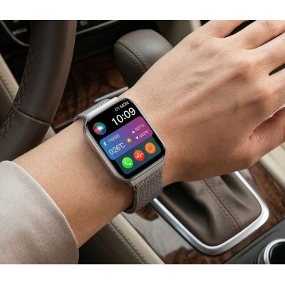 Smartwatch Damski Gravity GT44-4 na bransolecie mesh w kolorze Srebrny/Srebrny o szerokości 18mm