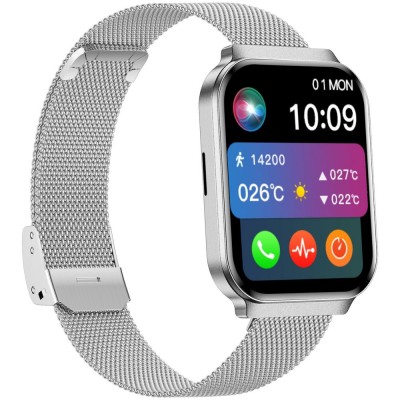 Smartwatch Damski Gravity GT44-4 na bransolecie mesh w kolorze Srebrny/Srebrny o szerokości 18mm
