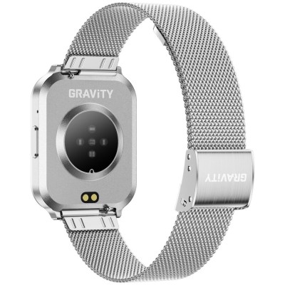 Smartwatch Damski Gravity GT44-4 na bransolecie mesh w kolorze Srebrny/Srebrny o szerokości 18mm