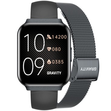 Smartwatch Damski Gravity GT44-5 na bransolecie mesh w kolorze Czarny/Czarny o szerokości 18mm
