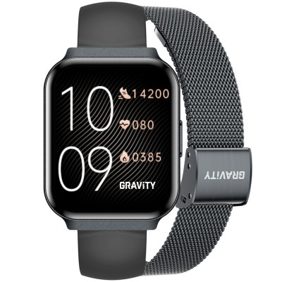 Smartwatch Damski Gravity GT44-5 na bransolecie mesh w kolorze Czarny/Czarny o szerokości 18mm