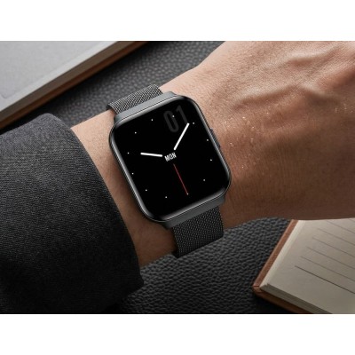 Smartwatch Damski Gravity GT44-5 na bransolecie mesh w kolorze Czarny/Czarny o szerokości 18mm
