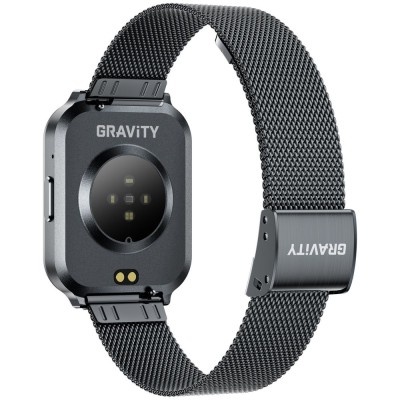 Smartwatch Damski Gravity GT44-5 na bransolecie mesh w kolorze Czarny/Czarny o szerokości 18mm