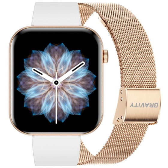 Smartwatch Damski Gravity GT45-1 na bransolecie mesh w kolorze Różowy/Różowe złoto o szerokości 20/19mm
