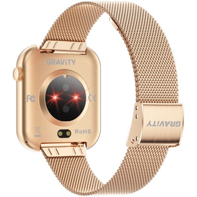 Smartwatch Damski Gravity GT45-1 na bransolecie mesh w kolorze Różowy/Różowe złoto o szerokości 20/19mm