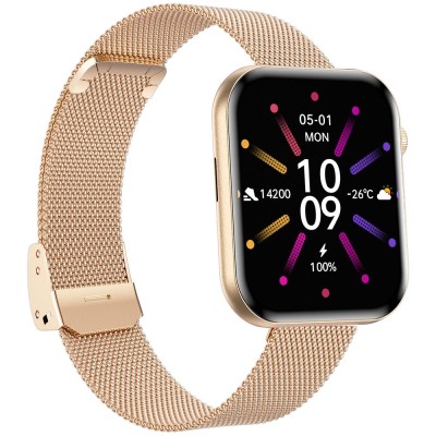Smartwatch Damski Gravity GT45-2 na bransolecie mesh w kolorze Różowy/Różowe złoto o szerokości 20/19mm