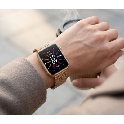 Smartwatch Damski Gravity GT45-2 na bransolecie mesh w kolorze Różowy/Różowe złoto o szerokości 20/19mm