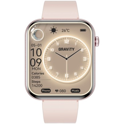 Smartwatch Damski Gravity GT45-3 na pasku gumowym w kolorze Różowy/Biały o szerokości 20/19mm