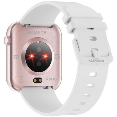 Smartwatch Damski Gravity GT45-3 na pasku gumowym w kolorze Różowy/Biały o szerokości 20/19mm