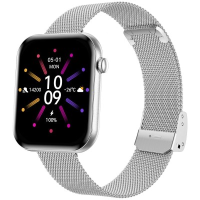 Smartwatch Damski Gravity GT45-4 na bransolecie mesh w kolorze Srebrny/Srebrny o szerokości 20/19mm