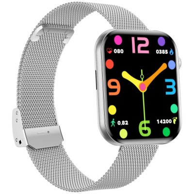 Smartwatch Damski Gravity GT45-4 na bransolecie mesh w kolorze Srebrny/Srebrny o szerokości 20/19mm