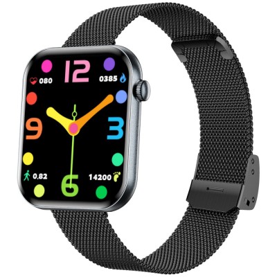 Smartwatch Damski Gravity GT45-5 na bransolecie mesh w kolorze Czarny/Czarny o szerokości 20/19mm