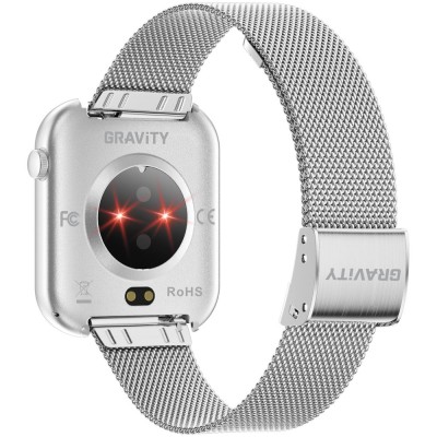 Smartwatch Damski Gravity GT45-4 na bransolecie mesh w kolorze Srebrny/Srebrny o szerokości 20/19mm