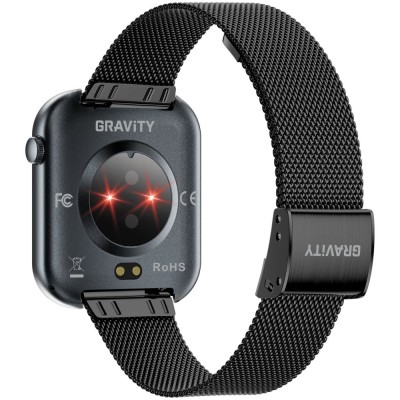 Smartwatch Damski Gravity GT45-5 na bransolecie mesh w kolorze Czarny/Czarny o szerokości 20/19mm