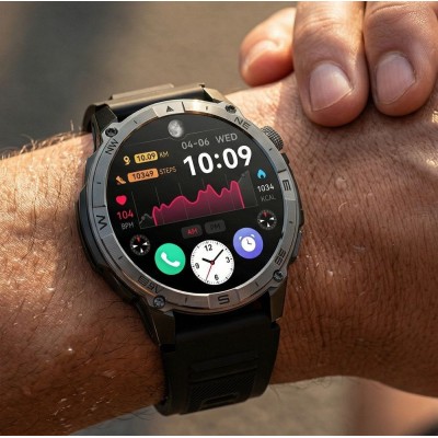 Smartwatch Męski Gravity GT46-1 na pasku gumowym w kolorze Czarny/Czarny o szerokości 22mm