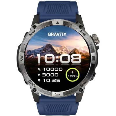Smartwatch Męski Gravity GT46-2 na pasku gumowym w kolorze Czarny/Granatowy o szerokości 22mm