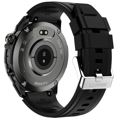 Smartwatch Męski Gravity GT46-1 na pasku gumowym w kolorze Czarny/Czarny o szerokości 22mm