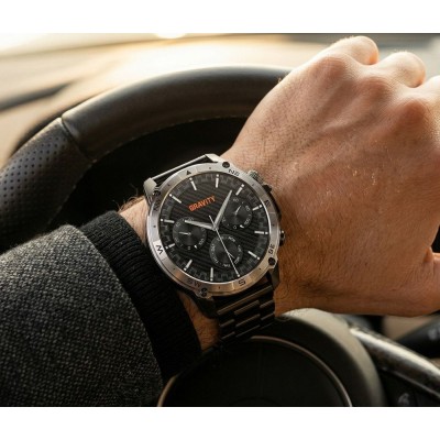 Smartwatch Męski Gravity GT46-1 na pasku gumowym w kolorze Czarny/Czarny o szerokości 22mm