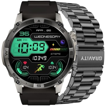 Smartwatch Męski Gravity GT46-3 na pasku gumowym w kolorze Grafitowy/Czarny o szerokości 22mm
