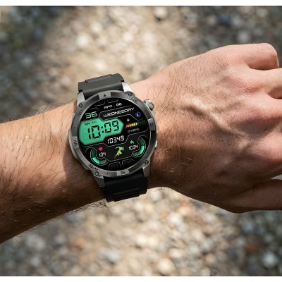 Smartwatch Męski Gravity GT46-3 na pasku gumowym w kolorze Grafitowy/Czarny o szerokości 22mm