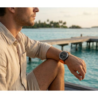 Smartwatch Męski Gravity GT46-4 na pasku gumowym w kolorze Czarny/Pomarańczowy o szerokości 22mm