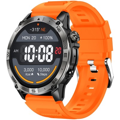 Smartwatch Męski Gravity GT46-4 na pasku gumowym w kolorze Czarny/Pomarańczowy o szerokości 22mm