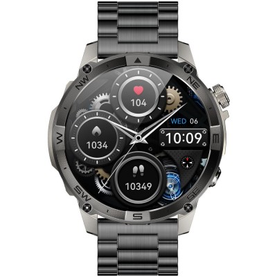 Smartwatch Męski Gravity GT46-3 na pasku gumowym w kolorze Grafitowy/Czarny o szerokości 22mm