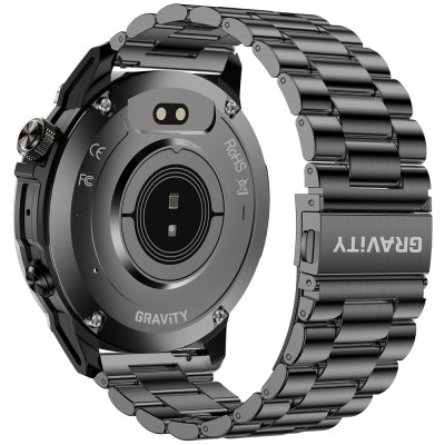 Smartwatch Męski Gravity GT46-3 na pasku gumowym w kolorze Grafitowy/Czarny o szerokości 22mm