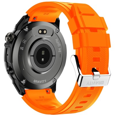 Smartwatch Męski Gravity GT46-4 na pasku gumowym w kolorze Czarny/Pomarańczowy o szerokości 22mm