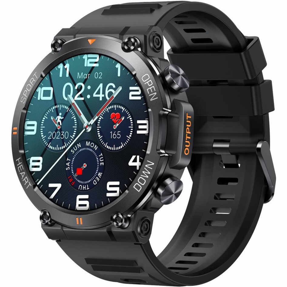Smartwatch Męski Gravity GT7-1 PRO na pasku gumowym w kolorze CZARNY/CZARNY o szerokości 22mm