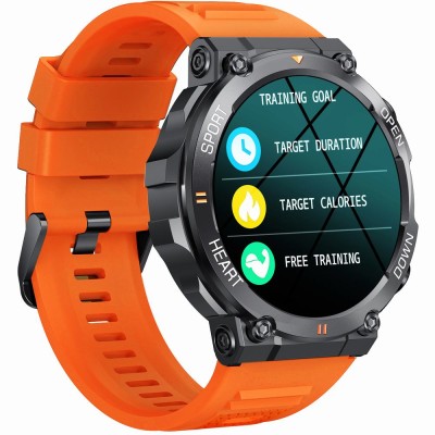 Smartwatch Męski Gravity GT7-5 PRO na pasku gumowym w kolorze CZARNY/POMARAŃCZOWY o szerokości 22mm