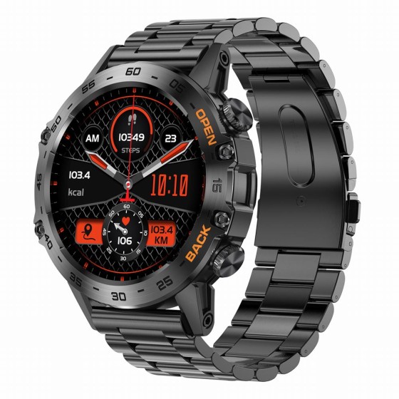 Smartwatch Męski Gravity GT9-2 na bransolecie stalowej w kolorze CZARNY/CZARNY o szerokości 22mm
