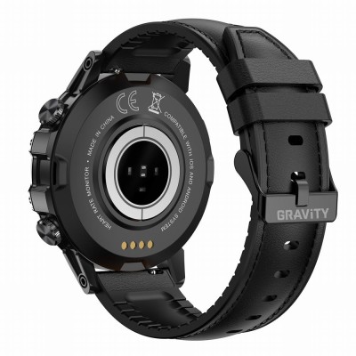 Smartwatch Męski Gravity GT9-5  w kolorze CZARNY/CZARNY o szerokości 22mm