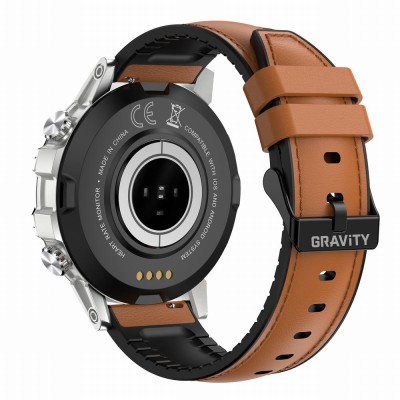 Smartwatch Męski Gravity GT9-8  w kolorze SREBRNY/BRĄZOWY o szerokości 22mm