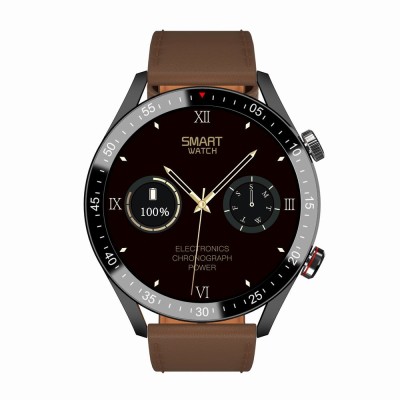 Smartwatch Męski Gravity GT4-6 na pasku skórzanym w kolorze CZARNY/BRĄZOWY o szerokości 22mm