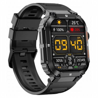 Smartwatch Męski Gravity GT6-1 na pasku gumowym w kolorze CZARNY/CZARNY o szerokości 22mm